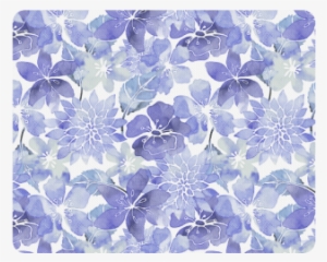 Blue Watercolor Flower Pattern Rectangle Mousepad - Blue Watercolor Flower
