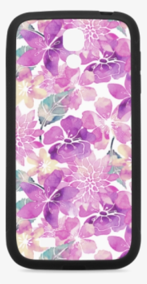 Watercolor Flower Pattern Rubber Case For Samsung Galaxy - Blue Green Watercolor Flower Pattern Beach Towel