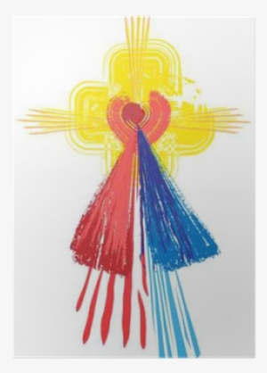 Artistic Abstract Watercolor Symbol Of Sacred Heart - Divine Mercy Abstract