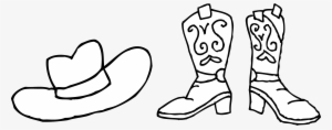 Colorable Cowboy Hat And Boots - Cowboy Boots Black And White