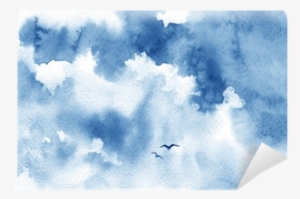 Blue Watercolor Cloud, Birds And Sky - Himmel Aquarell