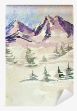 Winter Mountain Landscape - Watercolor Painting