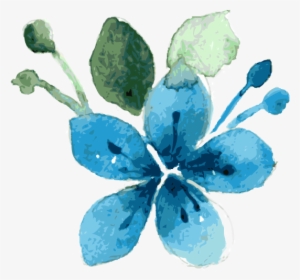 Blue Flower Watercolor By Zerrineart - Blue Floral Watercolor Png