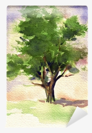 A Great Watercolor Painting Of A Tree Wall Mural • - Watercolor Tree