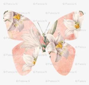 Peach Butterfly With Lilies - Lilies Note Cards (pk Of 20)