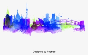 Cartoon Architecture Design Of Urban Life, Cartoon, - 水彩 城市