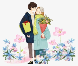 Hand Drawn Cartoon Watercolor Lover Decoration Vector - 七夕 节