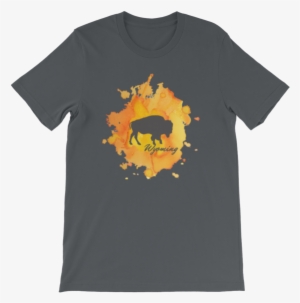 Wyoming Watercolor Burst Bison - Unisex Short Sleeve Born To Fence T-shirt