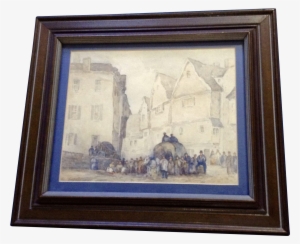 Frank Senne, Figural People In European Town Center