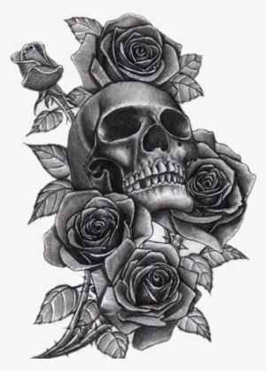 Neck Tattoo Png Clip Art Library Stock - Skull And Roses Tattoo Sleeve ...