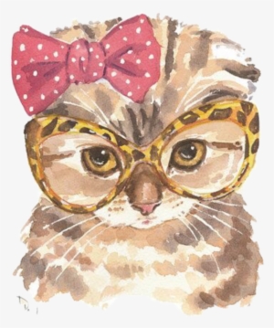 Cat Cute Glass Glasses Tie Pinktie Pink Cutecat Freetoe
