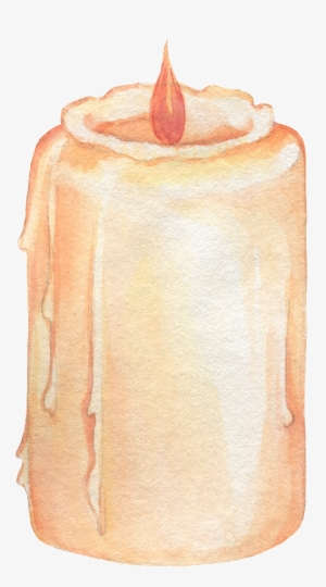 Hand Painted A Burning Candle Png Transparent - Candle