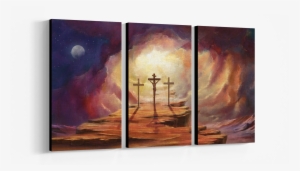 Three Piece Framed Canvas Wall Art Of Jesus At Calvary - Jesus