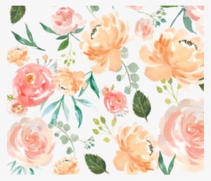 Peach Watercolor Delight Flowers Fabric By Hudsondesigncompany - Peach Watercolor Delight