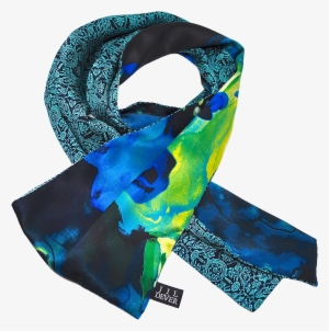 Pearl Scarf In Two Print Blue Floral And Teal Print