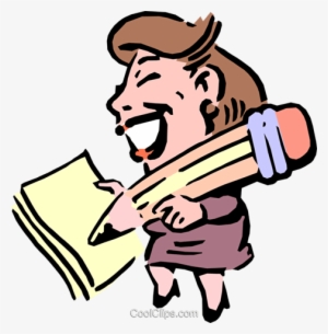 Cartoon Woman Writing Royalty Free Vector Clip Art - Woman Writing Clipart