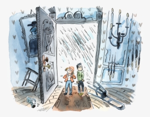 A Watercolour Illustration Of Two Children Escaping - Reading