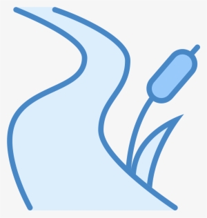 A Winding Creek Next To A Tuft Of Tall Grass And A - Water