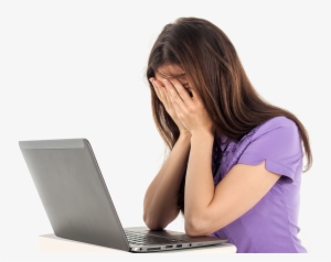 Sad Girl In Front Of Laptop Png - Sad Girl On Laptop