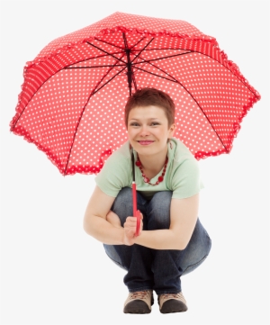 Young Happy Woman Sitting With Umbrella Png Image - Umbrella With Girl Png