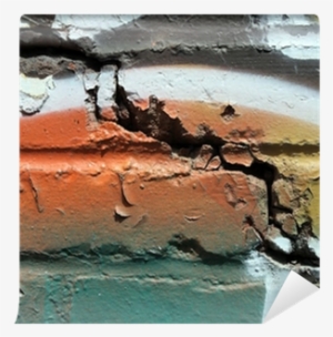 Graffiti On A Cracked Brick Wall Wall Mural • Pixers® - Brick