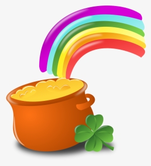Luck, Rainbow, Gold, Pot, Four-leaf Clover, Shamrock - St Patricks Day Png