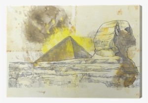 Hand Drawing Into Vector Canvas Print • Pixers® • We - Great Sphinx Of Giza