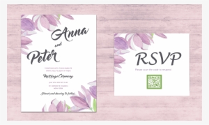 Qr Code Wedding Invitation By The Pink Bride - Mit Blumen Danke Watercolor-lila Blume Postkarte