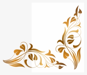 Floral Abstract Filigree Frame For Card - Golden Flower Vector Png