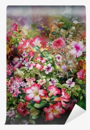 Abstract Colorful Flowers Watercolor Painting - Watercolor Painting