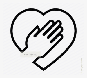 Vector Icon Of Heart Under Human Hand - Hand On Heart Icon