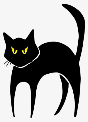 Halloween Cat Clip Art Black And White - Black Cat Drawing Halloween