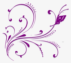 Scroll Design Clip Art - Purple Butterfly Clip Art
