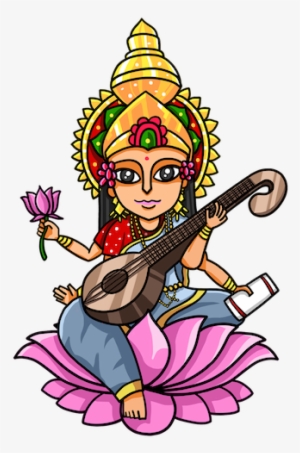 Saraswati Drawing Cartoon Banner Free Download - Cartoon