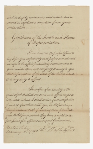 George Washington's First Annual Message - George Washington Message