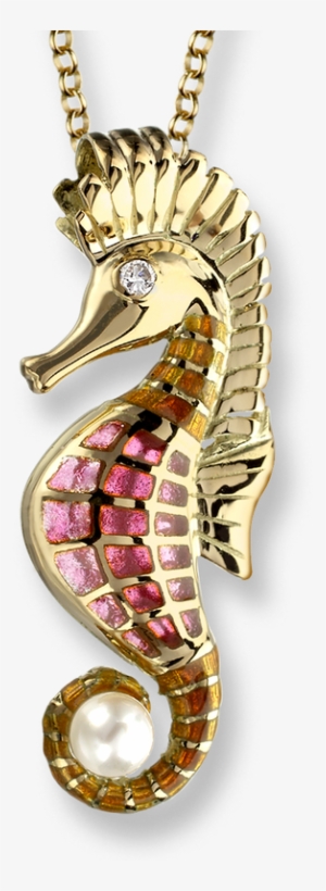 Nicole Barr Designs 18 Karat Gold Seahorse Necklace - Diamond & Akoya Pearl Seahorse Pendant - 18k Gold