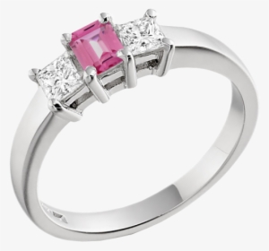 A Stylish Pink Sapphire & Diamond Three Stone Diamond