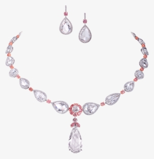 Rose Cut, Round Diamond And Pink Diamond Suite - Earring