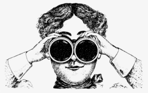 Lady With Binoculars Clip Art - Vintage Binoculars Illustration