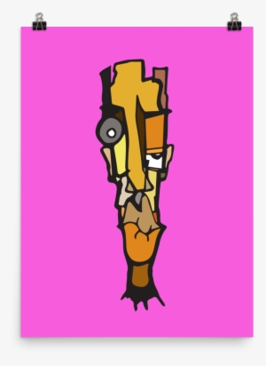 Image Of Abstract Face In Magenta Print - Illustration