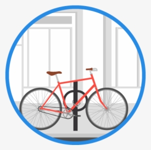 A Bike Parked To A Bike Rack - Merida Crossway Urban 500