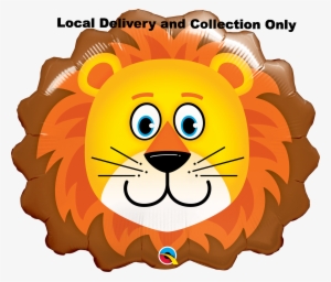 Large Animal Head - 30" Lovable Lion Balloon - Mylar Balloons Foil