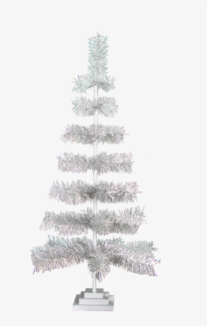 48" Retro Silver Tinsel Christmas Tree Vintage Feather - Christmas Tree