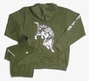 Army Green Dragon Cat Kanji Hoodie - Hoodie Kanjis