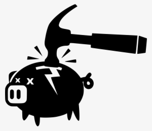 Piggy Bank Broken Hammer - Piggy Bank Broke Png