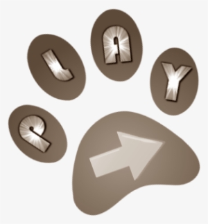 Button Play Arrow Paw Brown Clipart - Emblem