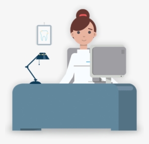 Dentist Cartoon - Computer Desk