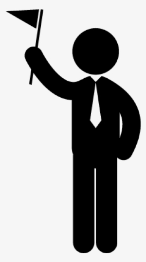 Man With A Flag Vector - Business Man Stick Man