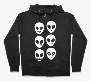 Alien Emojis Zip Hoodie - Halloween Gives Me The Real Big Frighten Hoodie: Funny