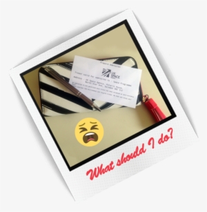 A Polaroid Frame Shows A Striped Purse, A Pen And A - Diploma